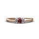 1 - Louisa 6x4 mm Oval Cut Red Garnet and Diamond Trellis Three Stone Engagement Ring 