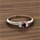 2 - Louisa 6x4 mm Oval Cut Red Garnet and Diamond Trellis Three Stone Engagement Ring 