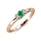 3 - Louisa 6x4 mm Oval Cut Emerald and Diamond Trellis Three Stone Engagement Ring 