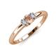 3 - Louisa 6x4 mm Oval Cut Morganite and Diamond Trellis Three Stone Engagement Ring 