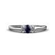1 - Louisa 6x4 mm Oval Cut Blue Sapphire and Diamond Trellis Three Stone Engagement Ring 