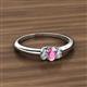 2 - Louisa 6x4 mm Oval Cut Pink Sapphire and Diamond Trellis Three Stone Engagement Ring 