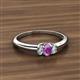 2 - Louisa 6x4 mm Oval Cut Amethyst and Diamond Trellis Three Stone Engagement Ring 