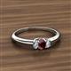 2 - Louisa 6x4 mm Oval Cut Red Garnet and Diamond Trellis Three Stone Engagement Ring 