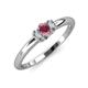 3 - Louisa 6x4 mm Oval Cut Rhodolite Garnet and Diamond Trellis Three Stone Engagement Ring 