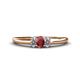 1 - Louisa 6x4 mm Oval Cut Ruby and Diamond Trellis Three Stone Engagement Ring 