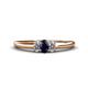 1 - Louisa 6x4 mm Oval Cut Blue Sapphire and Lab Grown Diamond Trellis Three Stone Engagement Ring 
