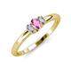 3 - Louisa 6x4 mm Oval Cut Pink Sapphire and Lab Grown Diamond Trellis Three Stone Engagement Ring 