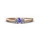 1 - Louisa 6x4 mm Oval Cut Tanzanite and Lab Grown Diamond Trellis Three Stone Engagement Ring 