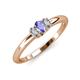 3 - Louisa 6x4 mm Oval Cut Tanzanite and Lab Grown Diamond Trellis Three Stone Engagement Ring 