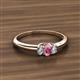 2 - Louisa 6x4 mm Oval Cut Pink Tourmaline and Lab Grown Diamond Trellis Three Stone Engagement Ring 