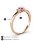 4 - Louisa 6x4 mm Oval Cut Pink Tourmaline and Lab Grown Diamond Trellis Three Stone Engagement Ring 