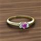 2 - Louisa 6x4 mm Oval Cut Amethyst and Lab Grown Diamond Trellis Three Stone Engagement Ring 