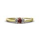 1 - Louisa 6x4 mm Oval Cut Red Garnet and Lab Grown Diamond Trellis Three Stone Engagement Ring 