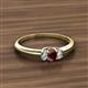 2 - Louisa 6x4 mm Oval Cut Red Garnet and Lab Grown Diamond Trellis Three Stone Engagement Ring 