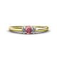 1 - Louisa 6x4 mm Oval Cut Rhodolite Garnet and Lab Grown Diamond Trellis Three Stone Engagement Ring 