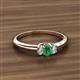 2 - Louisa 6x4 mm Oval Cut Emerald and Lab Grown Diamond Trellis Three Stone Engagement Ring 