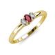 3 - Louisa 6x4 mm Oval Cut Ruby and Lab Grown Diamond Trellis Three Stone Engagement Ring 