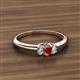 2 - Louisa 6x4 mm Oval Cut Ruby and Lab Grown Diamond Trellis Three Stone Engagement Ring 