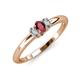 3 - Louisa 6x4 mm Oval Cut Ruby and Lab Grown Diamond Trellis Three Stone Engagement Ring 