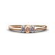 1 - Louisa 6x4 mm Oval Cut Morganite and Lab Grown Diamond Trellis Three Stone Engagement Ring 