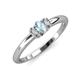 3 - Louisa 6x4 mm Oval Cut Aquamarine and Lab Grown Diamond Trellis Three Stone Engagement Ring 