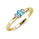 3 - Louisa 6x4 mm Oval Cut Blue Topaz and Lab Grown Diamond Trellis Three Stone Engagement Ring 