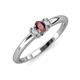 3 - Louisa 6x4 mm Oval Cut Red Garnet and Lab Grown Diamond Trellis Three Stone Engagement Ring 