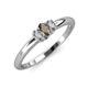 3 - Louisa 6x4 mm Oval Cut Smoky Quartz and Lab Grown Diamond Trellis Three Stone Engagement Ring 