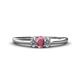 1 - Louisa 6x4 mm Oval Cut Rhodolite Garnet and Lab Grown Diamond Trellis Three Stone Engagement Ring 