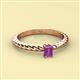 2 - Leona Bold Emerald Cut 6x4 mm Amethyst Solitaire Rope Engagement Ring 