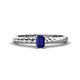 1 - Leona Bold Emerald Cut 6x4 mm Blue Sapphire Solitaire Rope Engagement Ring 