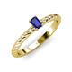 3 - Leona Bold Emerald Cut 6x4 mm Blue Sapphire Solitaire Rope Engagement Ring 