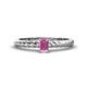1 - Leona Bold Emerald Cut 6x4 mm Pink Sapphire Solitaire Rope Engagement Ring 