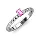 3 - Leona Bold Emerald Cut 6x4 mm Pink Sapphire Solitaire Rope Engagement Ring 
