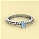 2 - Leona Bold Emerald Cut 6x4 mm Aquamarine Solitaire Rope Engagement Ring 