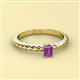 2 - Leona Bold Emerald Cut 6x4 mm Amethyst Solitaire Rope Engagement Ring 