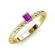 3 - Leona Bold Emerald Cut 6x4 mm Amethyst Solitaire Rope Engagement Ring 