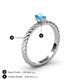4 - Leona Bold Emerald Cut 6x4 mm Blue Topaz Solitaire Rope Engagement Ring 
