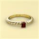 2 - Leona Bold Emerald Cut 6x4 mm Red Garnet Solitaire Rope Engagement Ring 