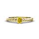 1 - Leona Bold Emerald Cut 6x4 mm Yellow Sapphire Solitaire Rope Engagement Ring 