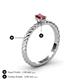 4 - Leona Bold Emerald Cut 6x4 mm Ruby Solitaire Rope Engagement Ring 