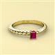 2 - Leona Bold Emerald Cut 6x4 mm Ruby Solitaire Rope Engagement Ring 