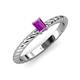3 - Leona Bold Emerald Cut 6x4 mm Amethyst Solitaire Rope Engagement Ring 