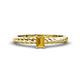1 - Leona Bold Emerald Cut 6x4 mm Citrine Solitaire Rope Engagement Ring 