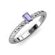 3 - Leona Bold Emerald Cut 6x4 mm Iolite Solitaire Rope Engagement Ring 