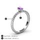 4 - Leona Bold Emerald Cut 6x4 mm Amethyst Solitaire Rope Engagement Ring 