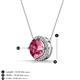 3 - Catriona Round Pink Tourmaline and Diamond Halo Slider Pendant Necklace 