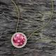 2 - Catriona Round Pink Tourmaline and Diamond Halo Slider Pendant Necklace 