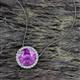 2 - Catriona Round Amethyst and Diamond Halo Slider Pendant Necklace 